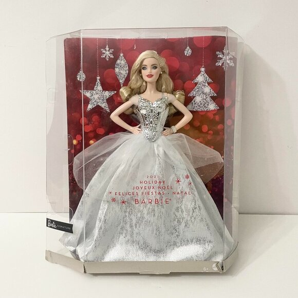 Mattel Barbie Signature 2021 Holiday Collector Doll Blonde Hair Damaged Box - Picture 1 of 16